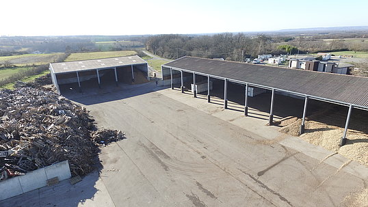 photo prise au drone de la plateforme bois énergie nègrepelisse